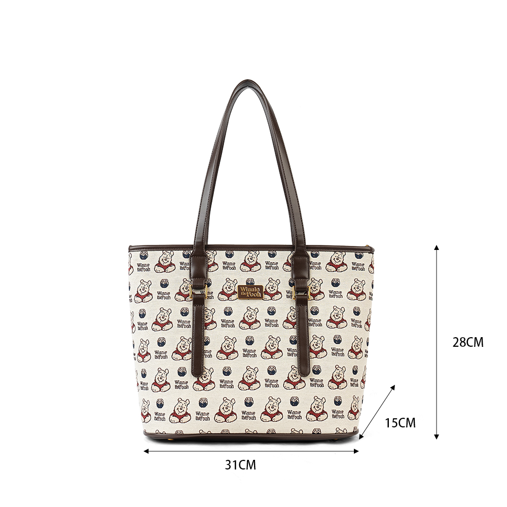 【D057】【Disney正規品】プーちゃん登場!異素材使いトートバッグ