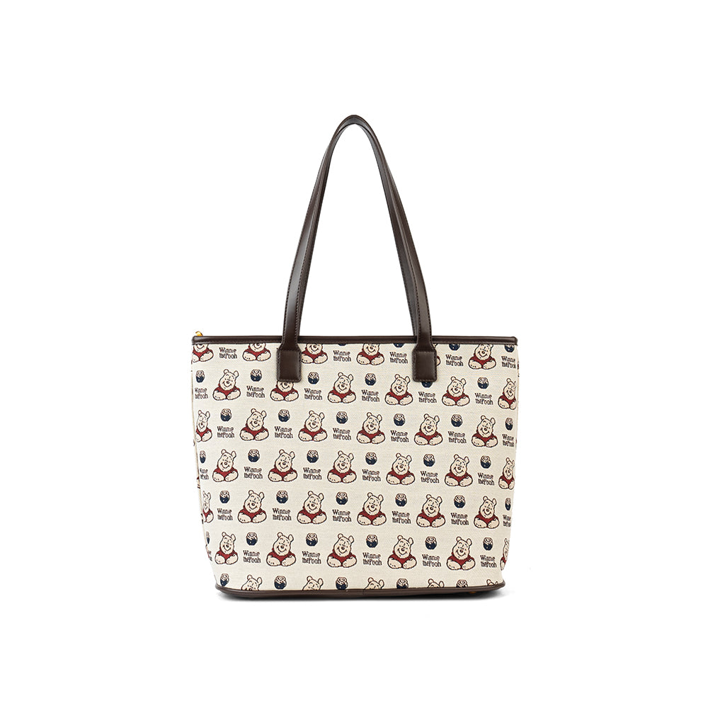 【D057】【Disney正規品】プーちゃん登場!異素材使いトートバッグ