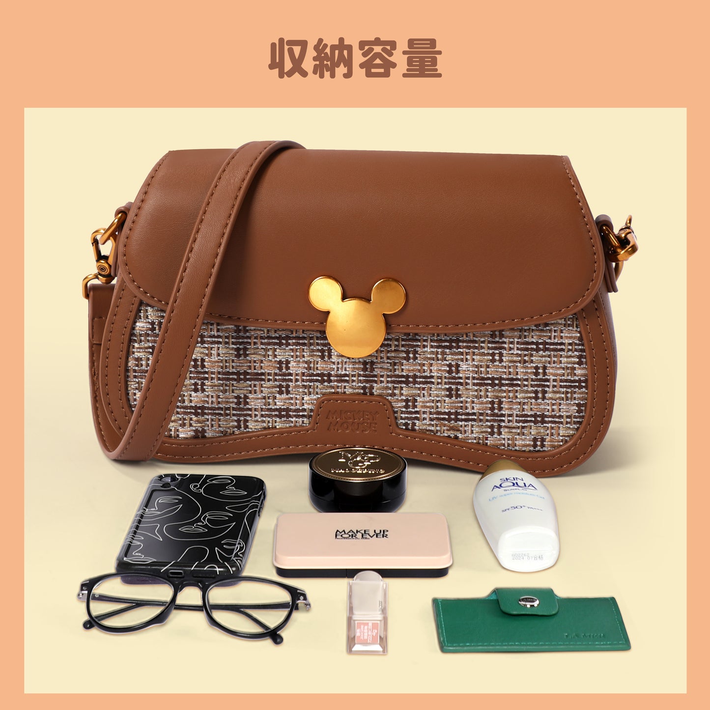 【D012】【Disney正規品】アンティーク調リネンミニショルダー