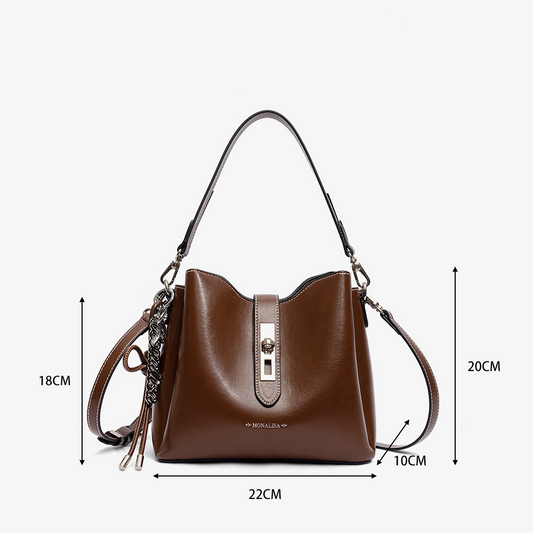 【M004】本革!3つ仕切れ万能バケットバッグ