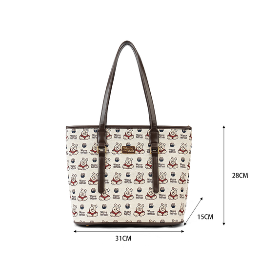 【D057】【Disney正規品】プーちゃん登場！異素材使いトートバッグ