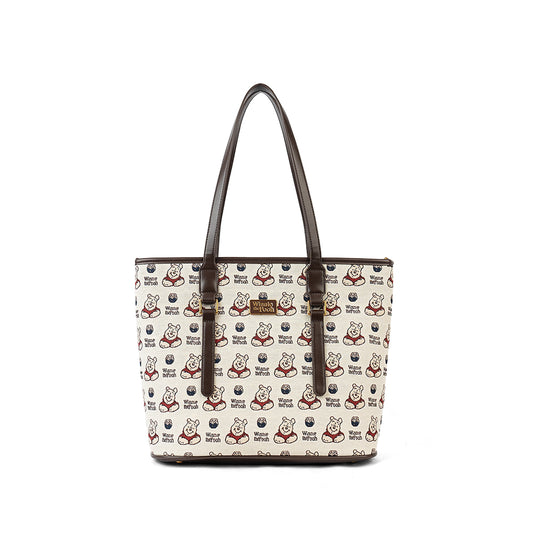 【D057】【Disney正規品】プーちゃん登場！異素材使いトートバッグ